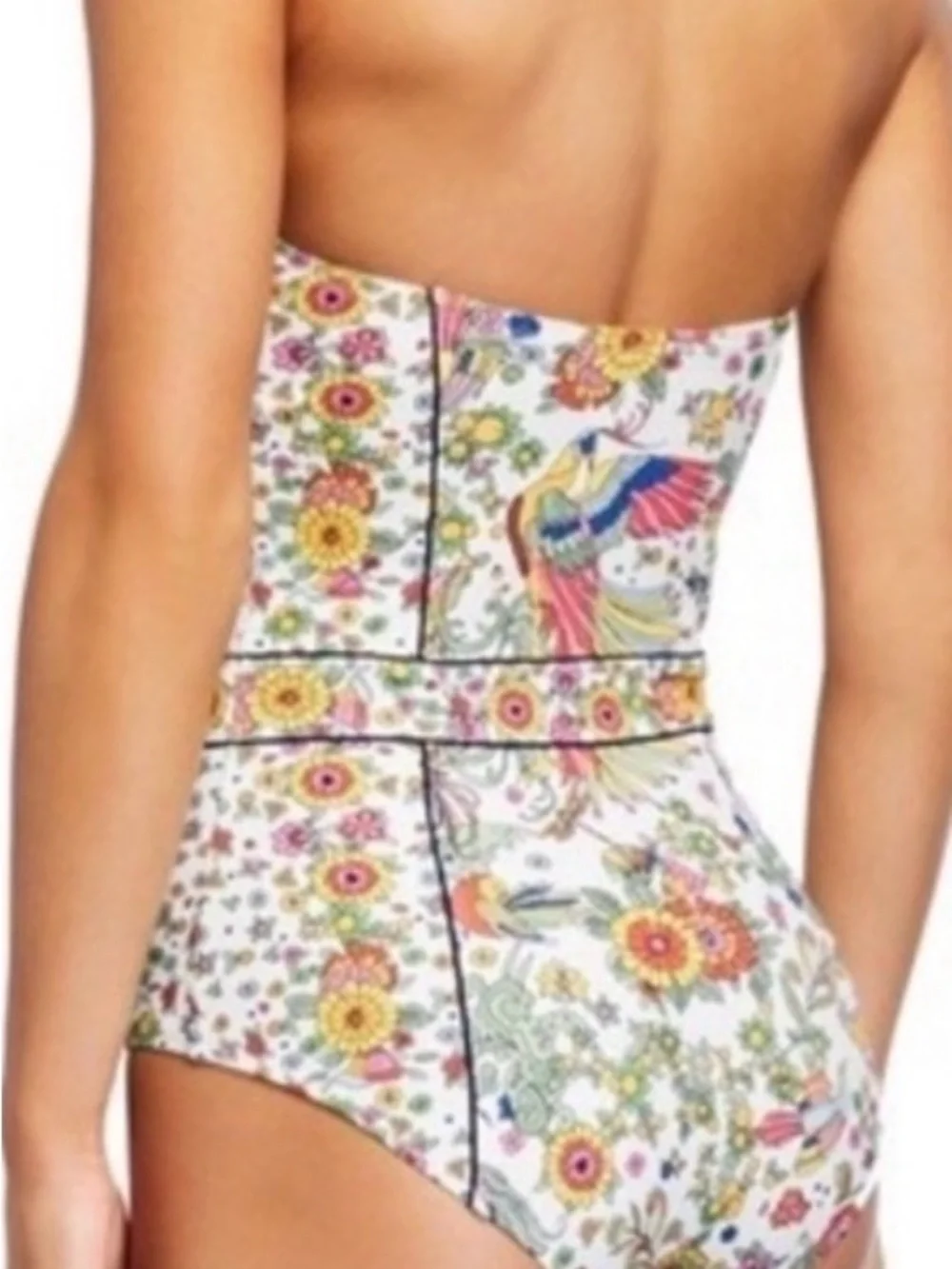 Tory Burch White One-Piece Swimsuit with Multicolor Floral Print